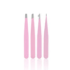 4 Piece Professional Tweezers Set Eyebrow Hair Removal, Beard Plucking, Stainless Steel Angled Tweezers Tools Hair Removal Tool