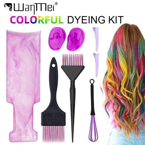 3/7pcs Professional Barber Hair Highlight Dyeing Brush Ear Protector Dye Applicator Mixer Paint Board Hair Style Coloring Tools