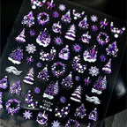 5D Embossed Gold Castle/Garland/Christmas Tree Nail Stickers White Snowflakes Bow Star Nail Decals Self-Adhesive Xmas Nail Decor