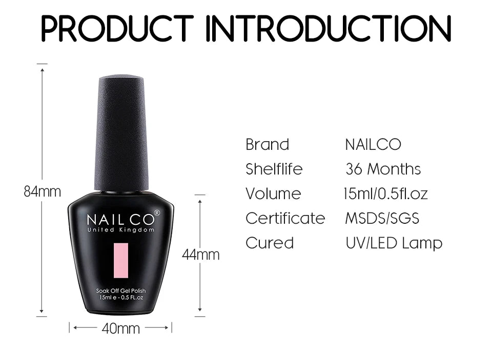 NAILCO 15ml 10pcs/Set Nude Colors Gel Nail Polish UV Gel Nail Polish Pink Nail Lakiery Esmalte Top Base Nail Art Design Vernis