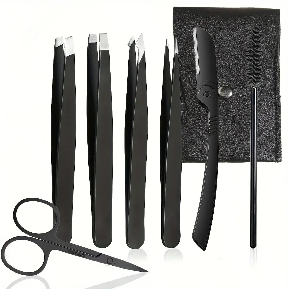 4/6/7pcs Professional Facial Hair Removal Grooming Set with Curved Scissors, Eyebrow Tweezers, Lash Brush, Eyebrow Clip Eyelash
