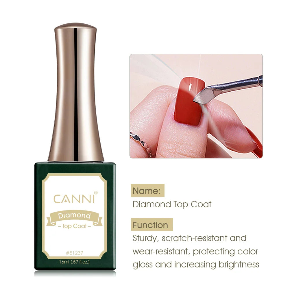 Canni 18ml Big Size Long Wear Diamond No Wipe Top Coat Peel Off Base Coat Nail Manicure Soak Off UV LED TPO FREE Gel Polish