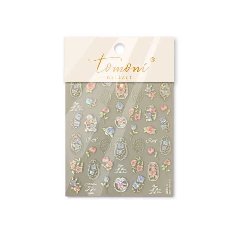 1pcs Dream Flower Window Shell Light Nail Art Stickers Japanese Flower Self Adhesive Stickers Press On Nails Decoration Decals