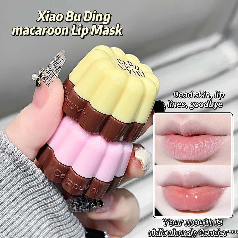Cappuvini Macaron Fruit Flavor Lip Mask - Deeply Moisturizing Long-Lasting Hydration Soften Fine Lines Lip Care Lipstick Base