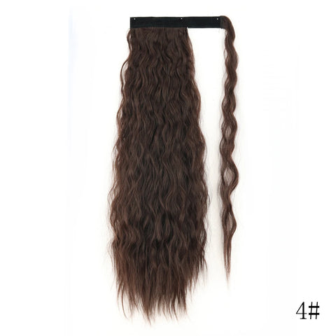 LISI GIRL Synthetic Hair 22''34'' Long Straight Ponytail Wrap Around Ponytail Clip in Hair Extensions Black Hairpiece Headwear