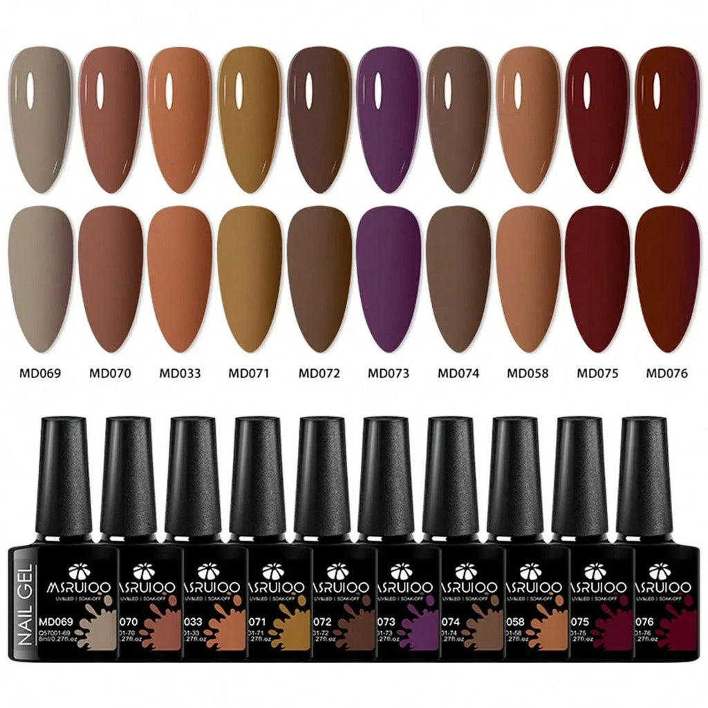 10pc Nail Gel Polish Set HEMA FREE All-Season Nails DIY Nail Art UV/LED Painting Vernis Manicure Kit Long Lasting Hybrid Gel