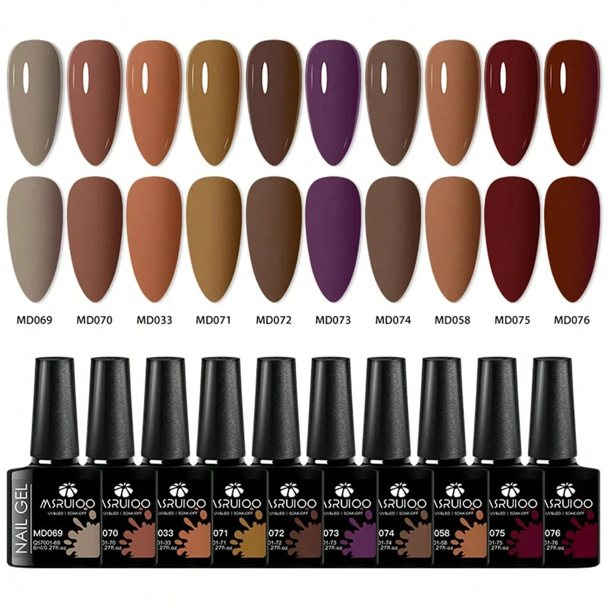 10pc Nail Gel Polish Set HEMA FREE All-Season Nails DIY Nail Art UV/LED Painting Vernis Manicure Kit Long Lasting Hybrid Gel