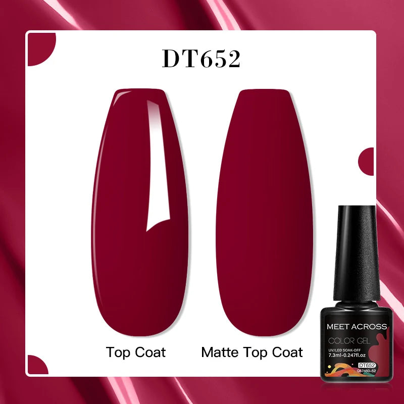 MEET ACROSS 8 Colors Mirror Gel Nail Polish Long-lasting Quick-drying Metallic Gold Silver Red Semi Permanent Varnish Nail Art