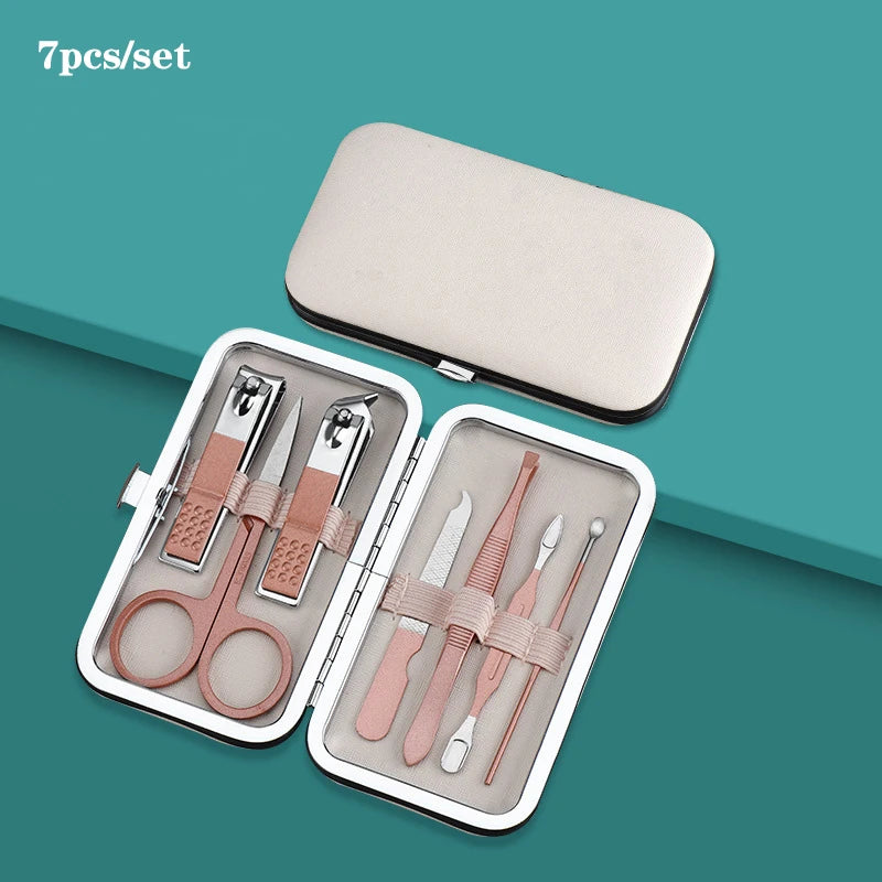 7/10/12/16/18pcs/set Manicure Cutters Nail Clipper Set Household Stainless Steel Ear Spoon Pedicure Scissors Tool For Beauty
