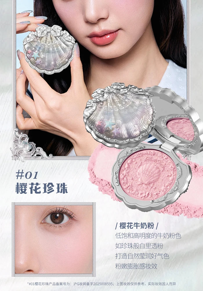 Flower Knows Shell's Jewel Silk Satin Blush Lasting Matte Puffing Natural Brightening Facial Cosmetics 5g