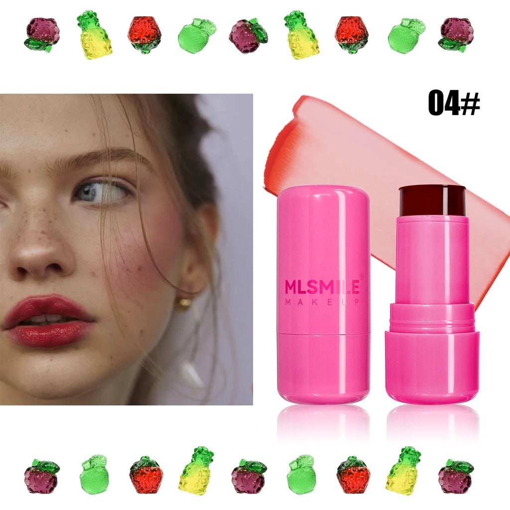 MLSMILE Jelly Blush 2-In-1 Jelly Lip Cheek Brighten Blush Stick Lip Gloss Blush Cream Makeup