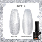 MEET ACROSS 7ml Red Blue Green Metallic Gel Nail Polish Super Bright Mirror Effect Semi Permanent LED UV Gel Nail Art Varnish