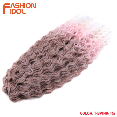 Ariel Hair Synthetic Twist Crochet Curly Hair 24 Inch Water Wave Braid Hair Ombre Blonde Brown Deep Wave Braiding Hair Extension