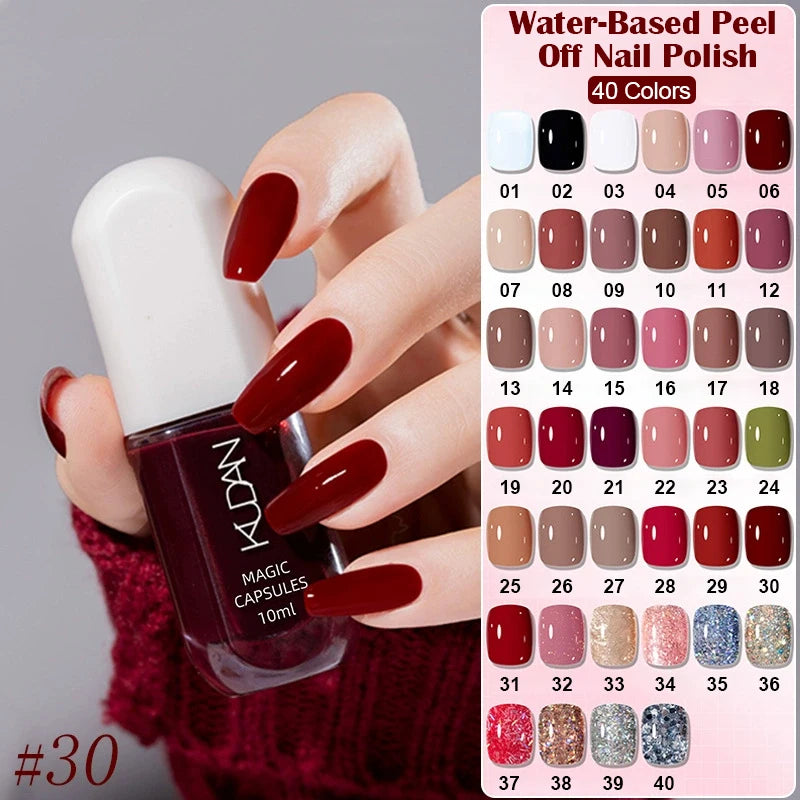 10ml Water-Based Peel Off Nail Polish 40 Colors Long Lasting Quick Drying No Need of Lamp to Cure Nail Supplies Manicure Nails