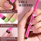 3 in 1 New French Nail Brush,with Multi-function Brush Head-Fine Nail Brush,Suitable for Gel and Acrylic Nails,Precise Cleaning