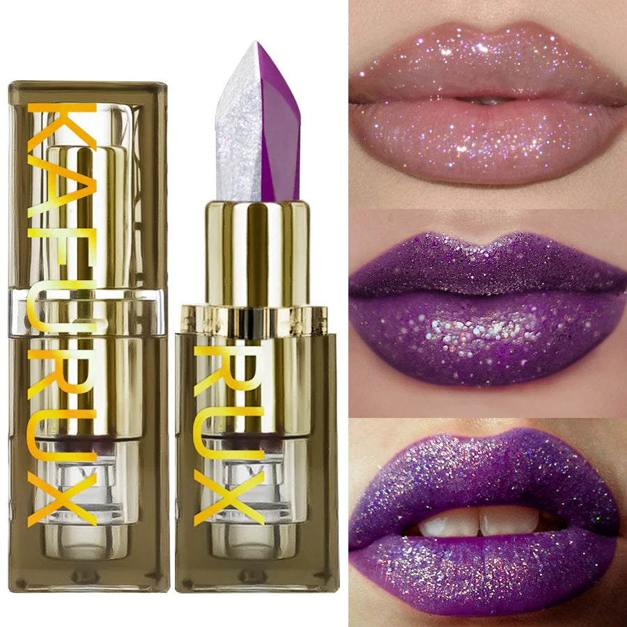 1PC Purple Glitter Two-tone Lipstick Red Rose Shimmer Lipsticks Cosmetics Easy to use  Lip Tint Korean Makeup Lip Glaze Gifts