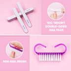 10/15pcs Professional Nail Art Kit with 100/180 Grit Files,Buffer Sponge,Brush,Scissors,Cuticle Nippers Pushers Gel Polish Tools