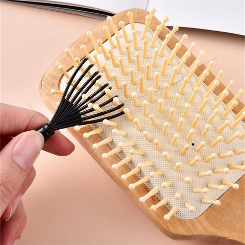 2pcs Hair Brush Cleaning Tools With Black Bristles - Portable Comb Cleaner And Hair Removal Claws