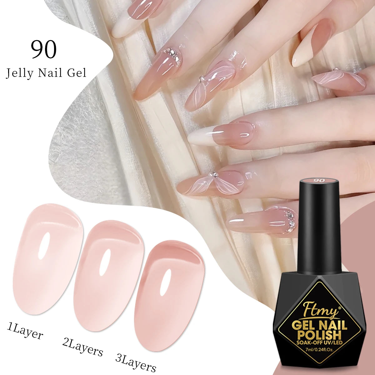 FTMY 7ML Jelly Gel Nail Polish Candy Color Gel Polish Long Lasting Nail Gel For Nail Salon - Multicolor Optional