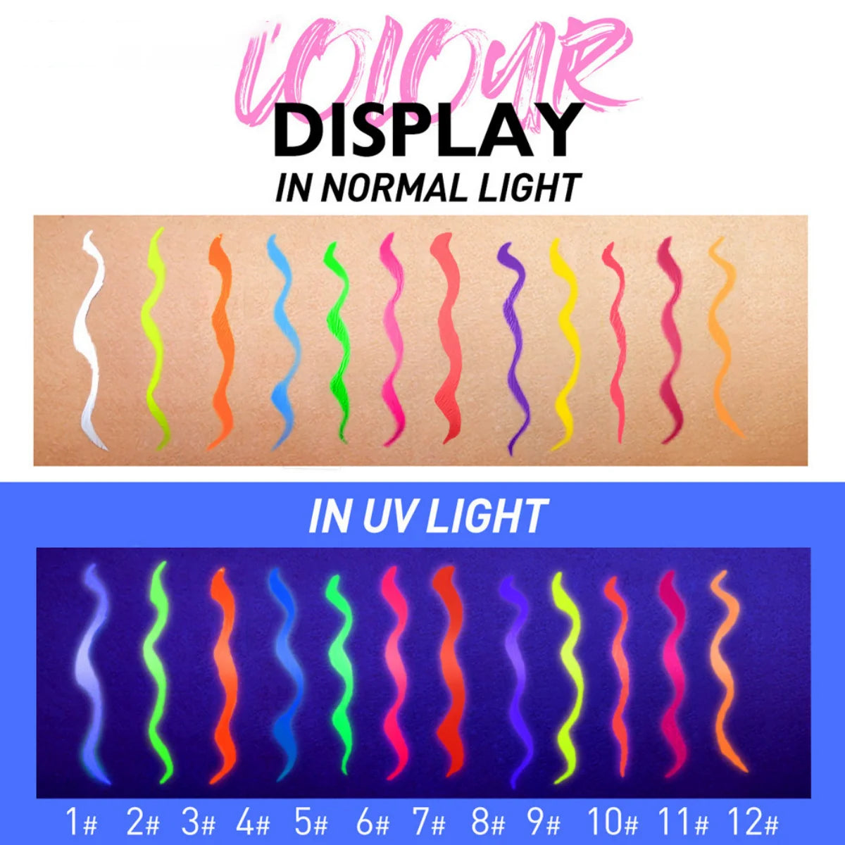 1pc Fluorescent Eyeliner Pen 12 Colors UV Waterproof Lasting Eyeliner Pen Makeup Eyeshadow Stick Face Painting Pencil Cosmetic