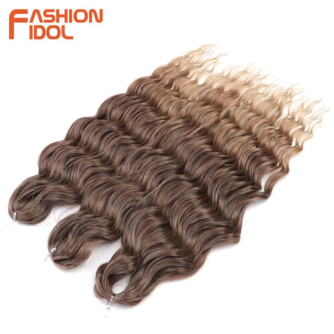 Anna Hair Synthetic Loose Deep Wave Braiding Hair Extensions 24 Inch Water Wave Braid Hair Ombre Blonde Twist Crochet Curly Hair