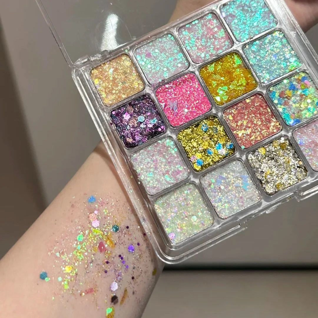 Sixteen-color sparkling magic eyeshadow palette, pearl matte bright ground color, Korean makeup eyeshadow stage performance