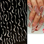 Adhesive stickers with European and American style cross snake black and white wave dot hot silver line letter nail stickers