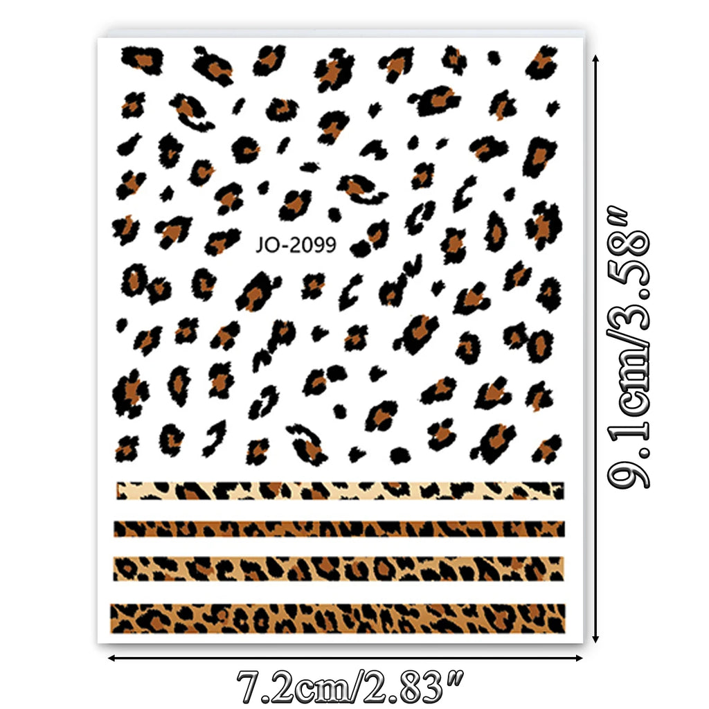3/6/12 Sheets Leopard Nail Art Stickers Set – Self-Adhesive Animal Nail Decals for DIY Manicure, Cheetah Paw Nail Decorations