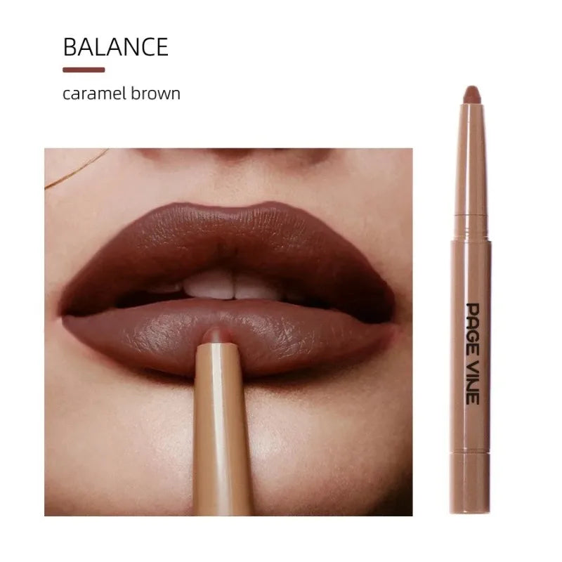 Luxury Matte Lip Liner Long-Lasting Smooth Brown Application for Perfect Outline & Filling, Versatile Shades for All Skin Types