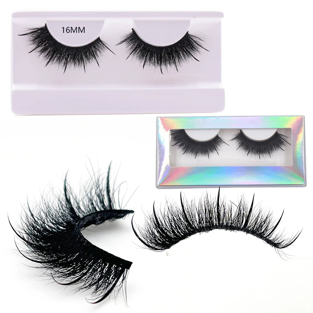 New Spike Real Mink Lashes High Quality 16mm 18mm 20mm 25mm Volume Fluffy Wispy Strip Lashes Suppliers Wholesale Mink Eyelashes