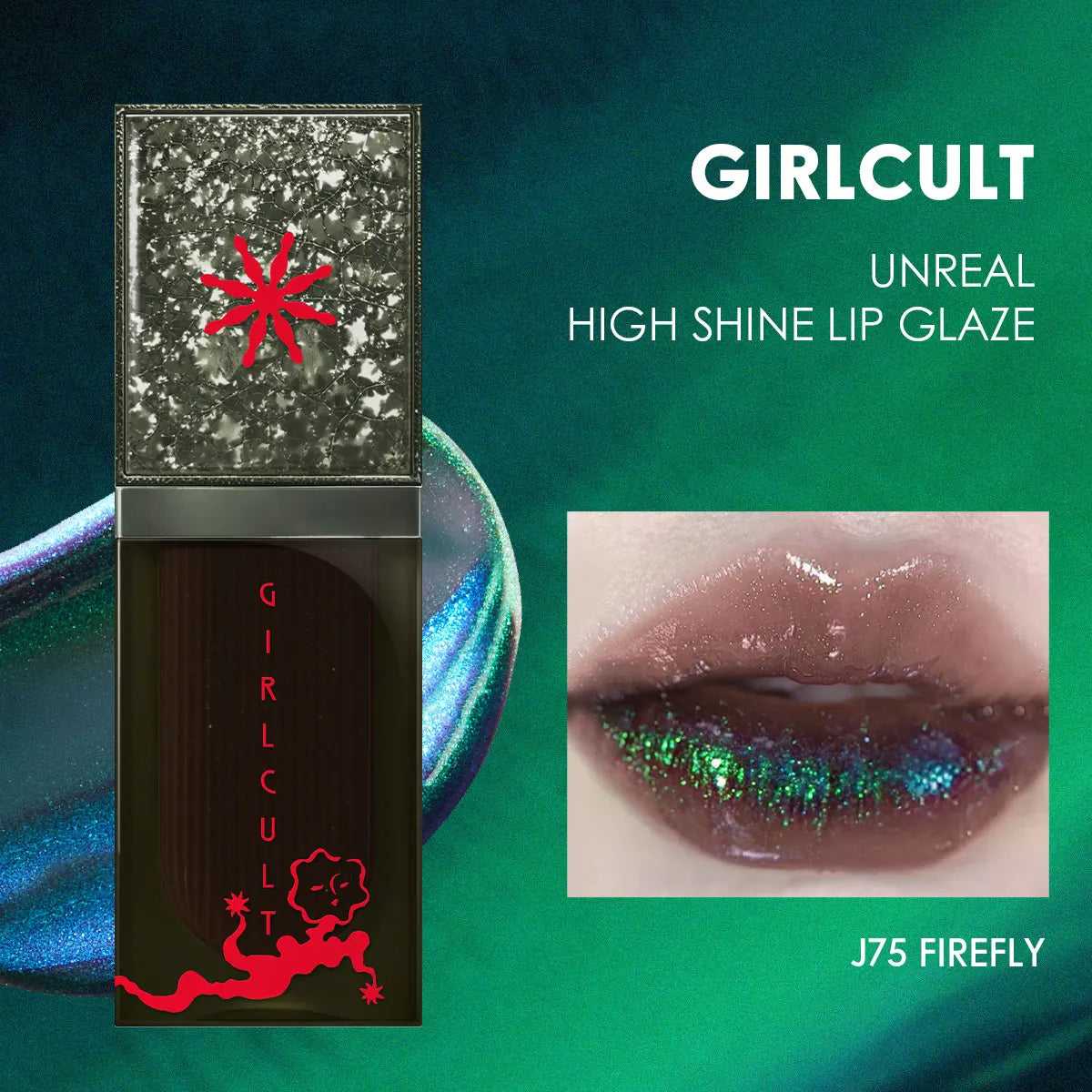 Girlcult Unreal High Shine Lip Glaze,Mirror-Like High Shine,Water-Light Lip Glaze,Party,3D Dimensional Shine,Lip-Plumping Effect