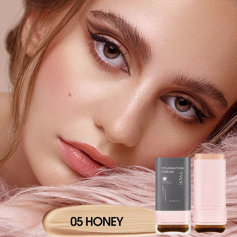 Concealing Foundation Stick 5 Shades With Built-In Brush,  Brighten Lightweight and Waterproof Formula Face Contour Stick Makeup