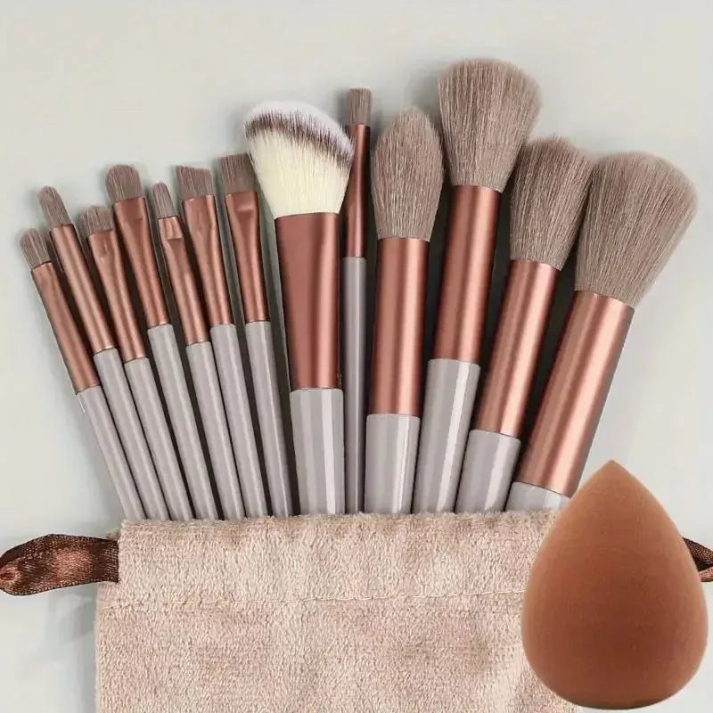 Vegan Makeup Brush Set - Soft Fluffy Kabuki & Blending Brushes for Foundation, Contour & Baking, Cruelty-Free Salon Tools