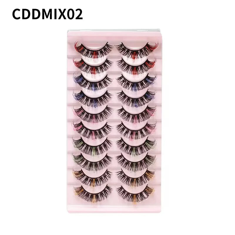 Colored Strip Lashes Fast Shipping Makeup For Clue Mink Eyelashes Full Strip Eyelashes Red Blue Green Eyelashes Wholesale