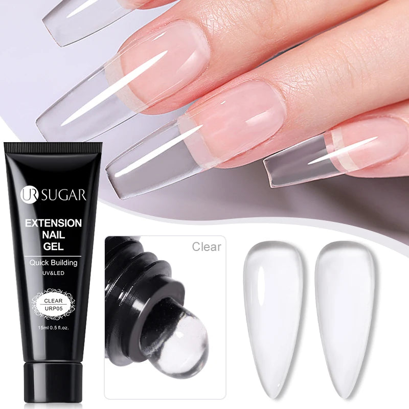 UR SUGAR Milky White Clear Pink Color 15ml Jelly Extension Nail Gel Polish Soak Off UV LED Gel Varnish Manicure Tips Tools