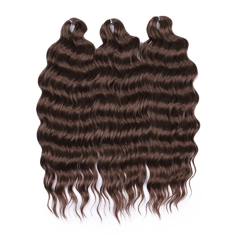Anna Hair Synthetic Loose Deep Wave Braiding Hair Extensions 24 Inch Water Wave Braid Hair Dark Brown Twist Crochet Curly Hair
