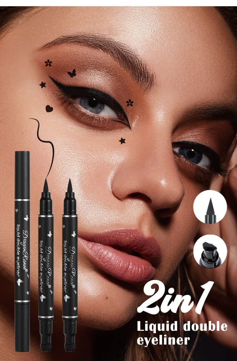 Black Eyeliner Stamp Triangle Dual-ended Liquid Eyeliner Waterproof Sweat-proof Quick Dry Eyeliner Makeup Seal Tool Cosmetics