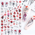 1PCS Laser Love Letter Nail Sticker Nail Art Decoration Flower Star supplies Decals Press On Nails Stickers Parts