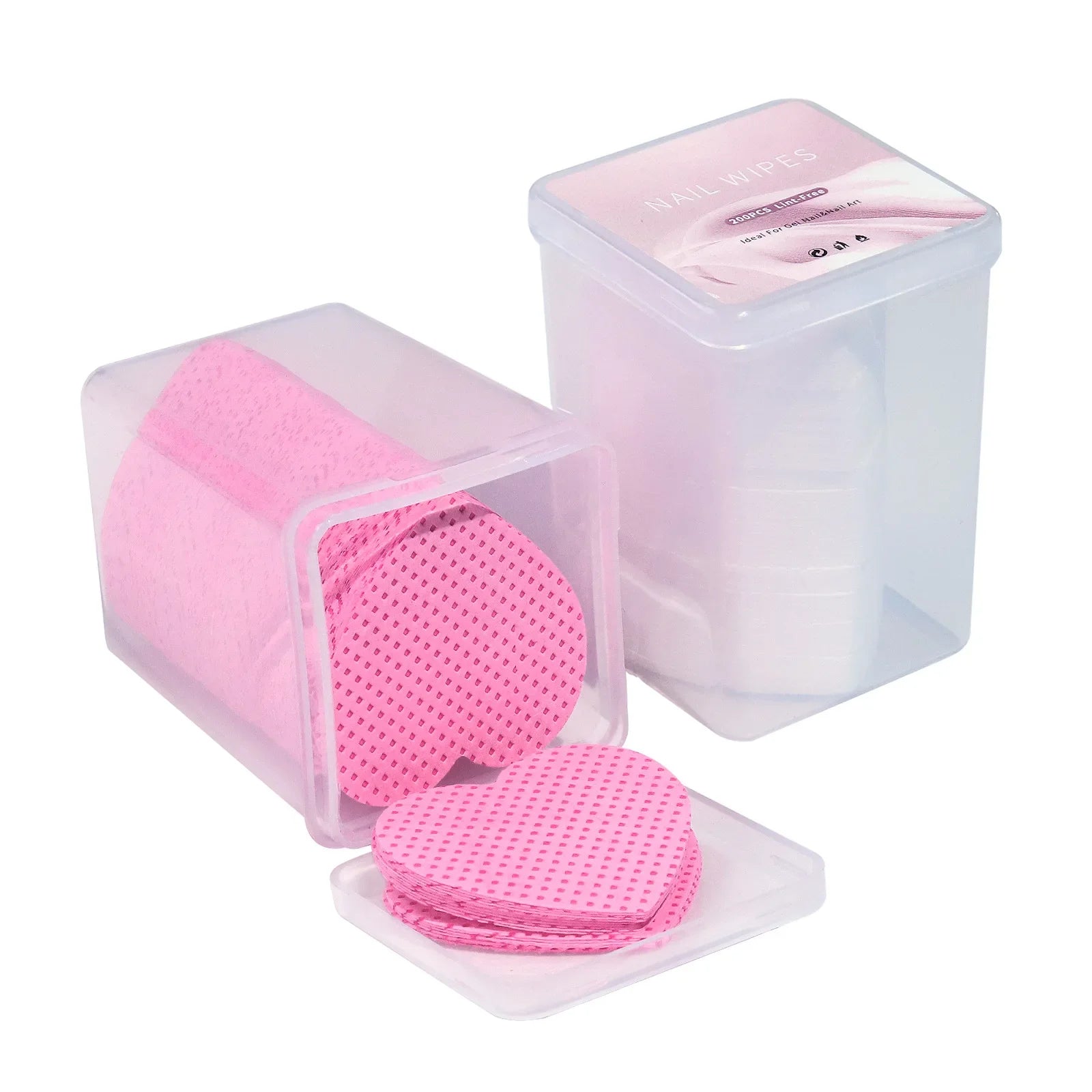 200Pcs Lint Free Nail Wipes Nail Polish Remover Cotton Pad, Heart Shape UV Gel Makeup Cleaning Tools