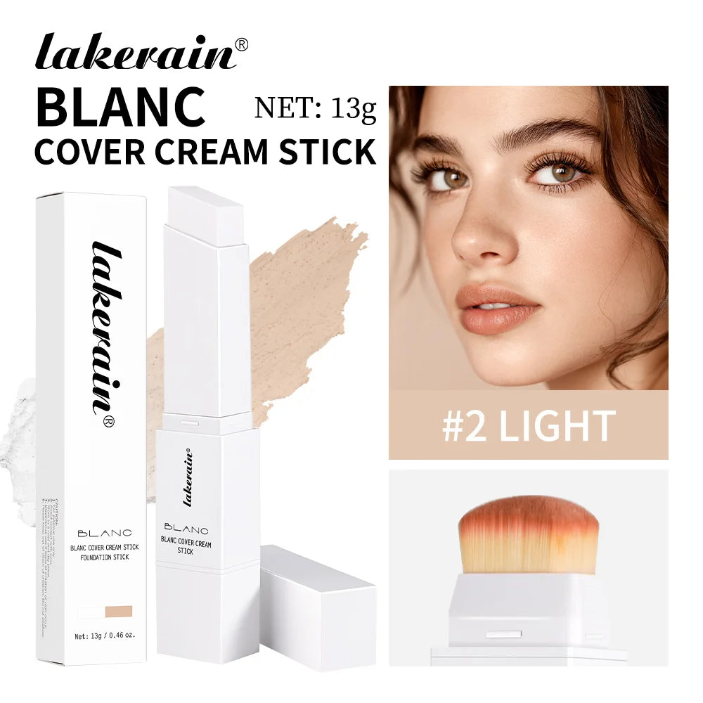 Waterproof Blanc Cover Cream Stick Dual-ended Design Creamy Texture Concealer Foundation Buildable Coverage Face Base Makeup