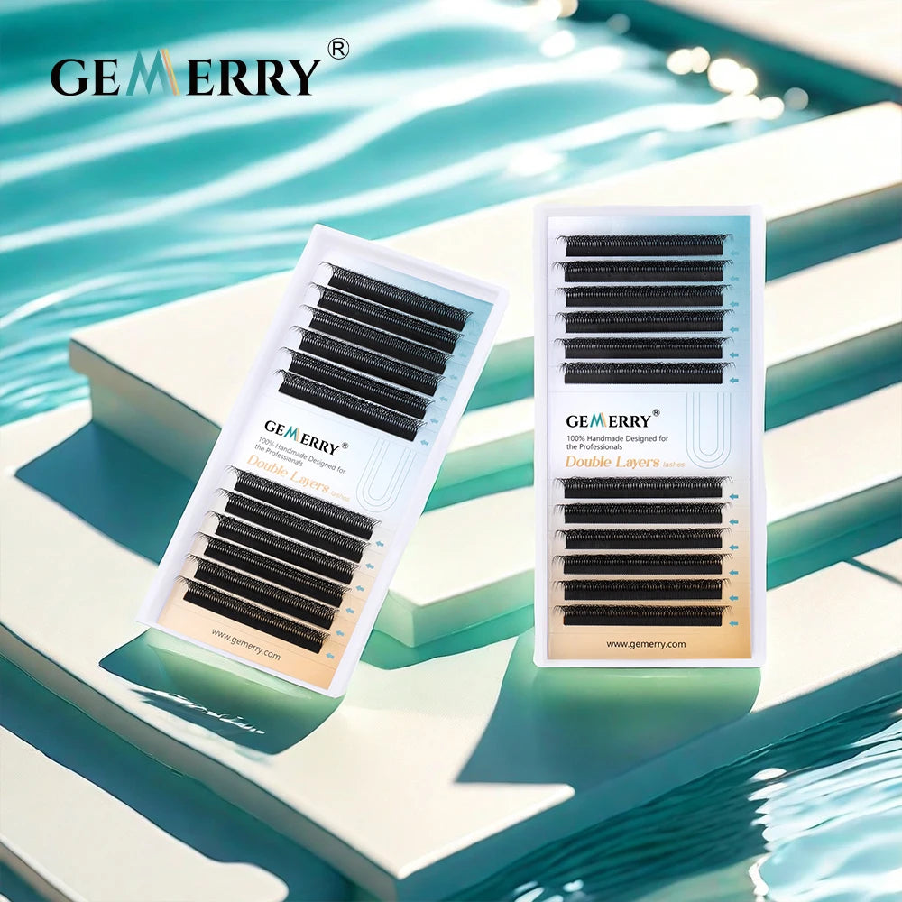GEMERRY YY/3D/4D/5D/6D Shaped Natural Extension Eyelash Double Layers(3D/4D) Premade Volume W Shape Waterproof Fake Lashes