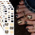 26Tips French Leopard Print UV Gel Toenail Sticker Bronzing Dye Gradient Cross-border Semi Baked Gel Nail Sticker UV Lamp Needed