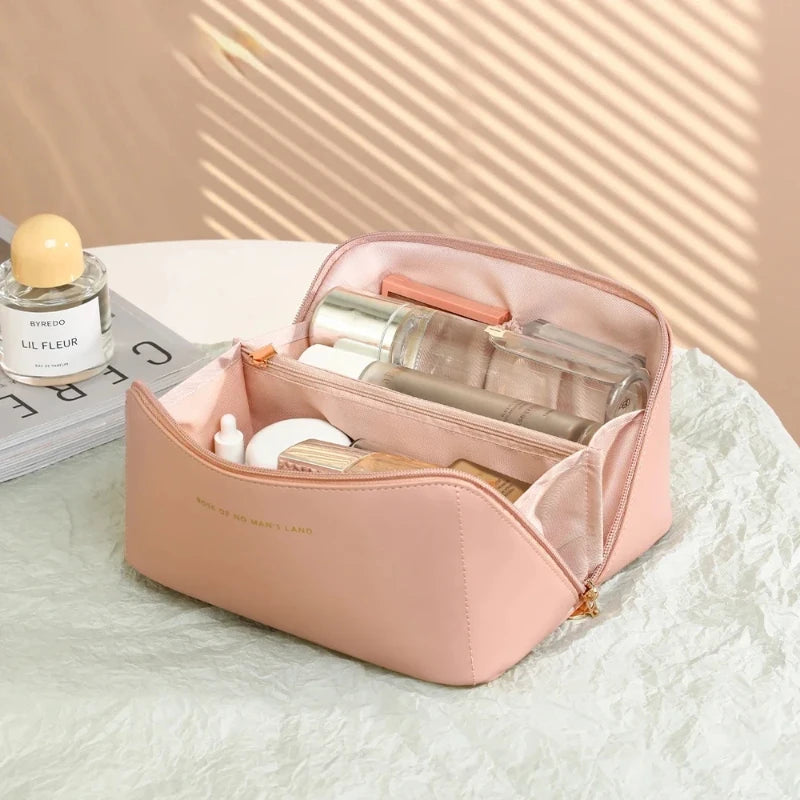 Large Capacity Cosmetic Bag Cosmetic Storage Bag PU Leather Portable Travel Toiletry Bag Women Cosmetic Bag Toiletries Organizer