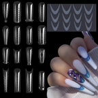 12 Pieces Crystal Nail Molds French Nail Stickers No Frosting No Paper Holder Reusable for French Manicure Extension Tool