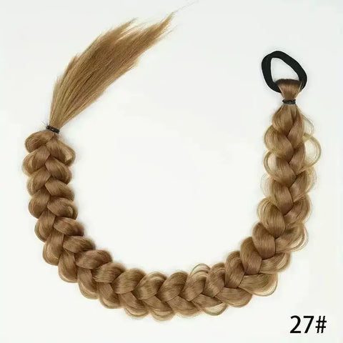 24 Inch Synthetic Long Braided Ponytail Hair Extensions for Women With Elastic Band  Hair Accessories