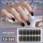 Pink Glitter Design Baking-free Nail Stickers French Style Solid Color Adhesive Full Cover Nail Strip Slider DIY Manicure Decals