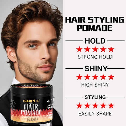 GOIPLE 113g Men Hair Pomade High Shine Hair Styling Oil Strong Hold Easily Shape Water Based Long Lasting Gel Wax Cream
