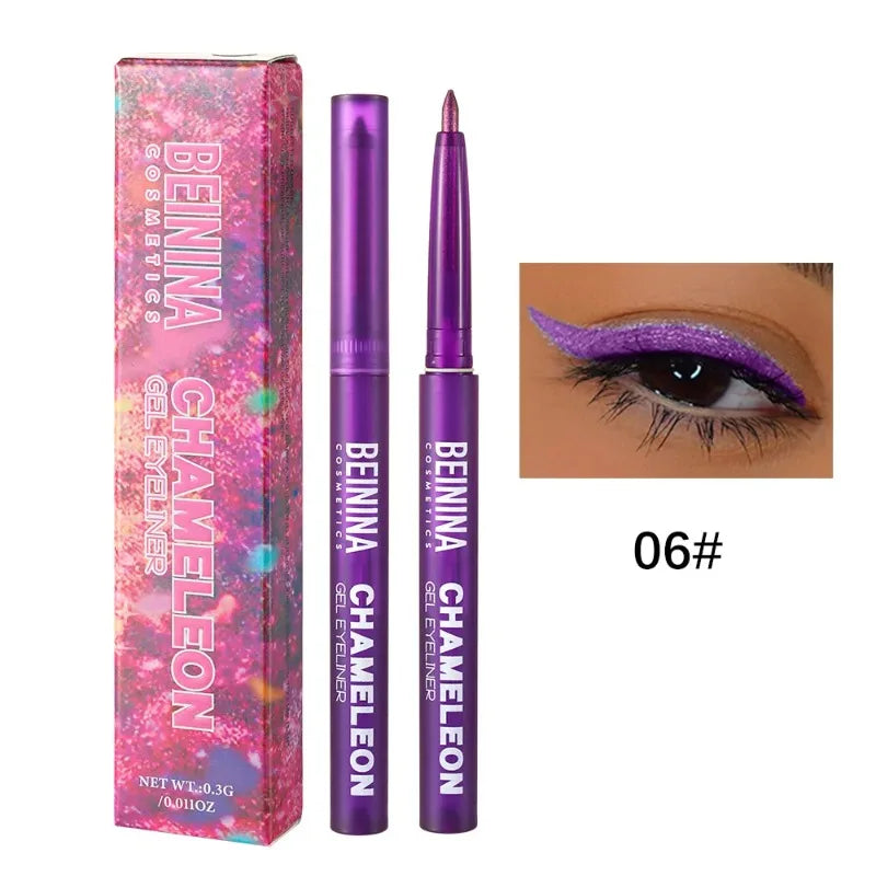 Shiny Chameleon Metallic Green Eyeliner Gel Stick Smooth Multicolor Eye Shadow Pearlescent Polarized Glitter Eyes Pigment Makeup