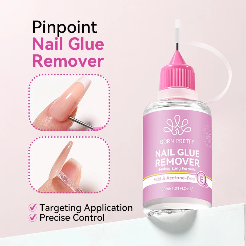BORN PRETTY 30ml Pinpoint Nail Glue Remover Gel Polish For Press On Nail Quick Dry Gentle Easy To Soften Nail Tips Remover Tool