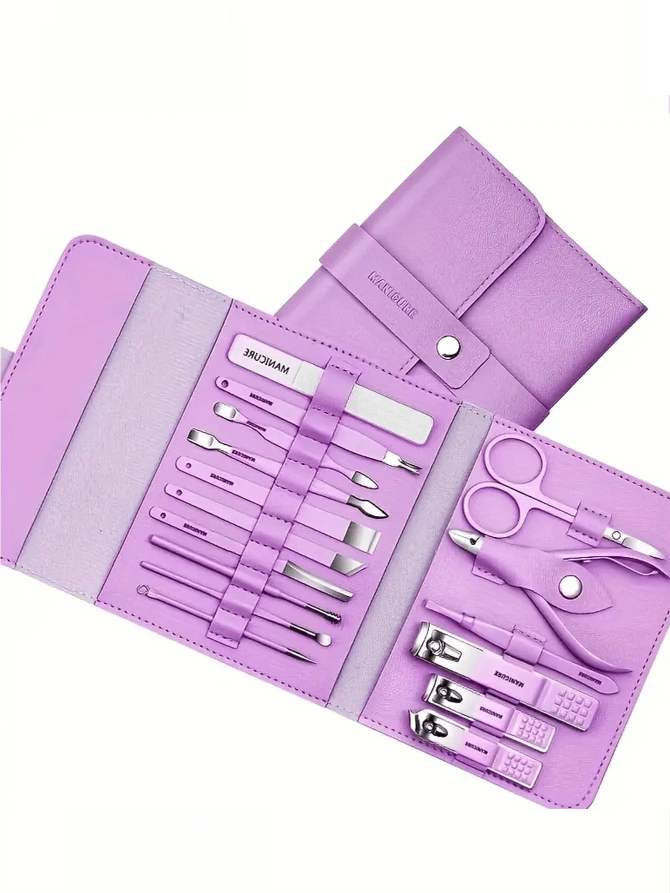 16pcs Stainless Steel Manicure & Pedicure Tool Set, Nail Care Kit, Suitable For Home, Office, Outdoor Travel, Gifts, Nail Salons, Back To School